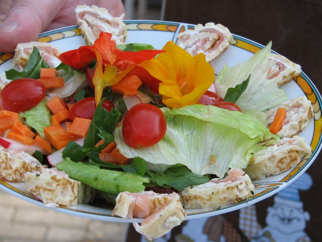Salat mit Kräuterflädle